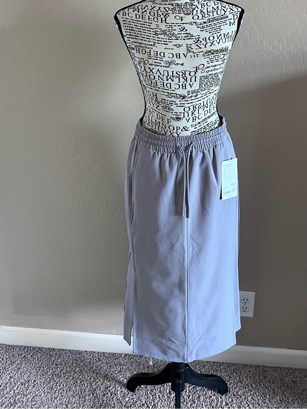 Athleta Lavender Drawstring Midi Skirt with Side Slit